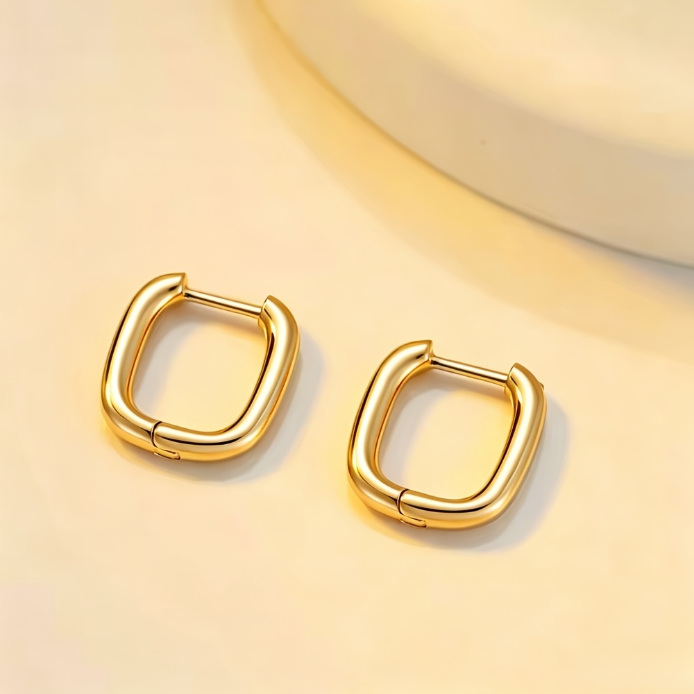Women's Square Stainless Steel Earrings, Elegant Aesthetic